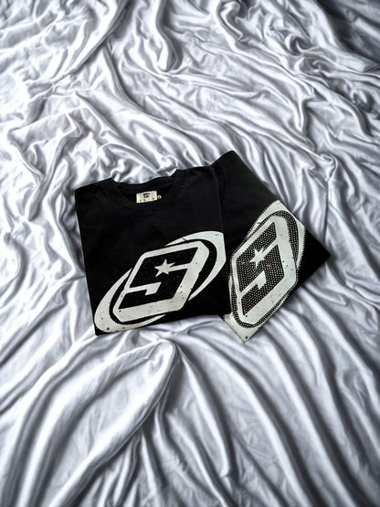 Black Rhinestone Logo T