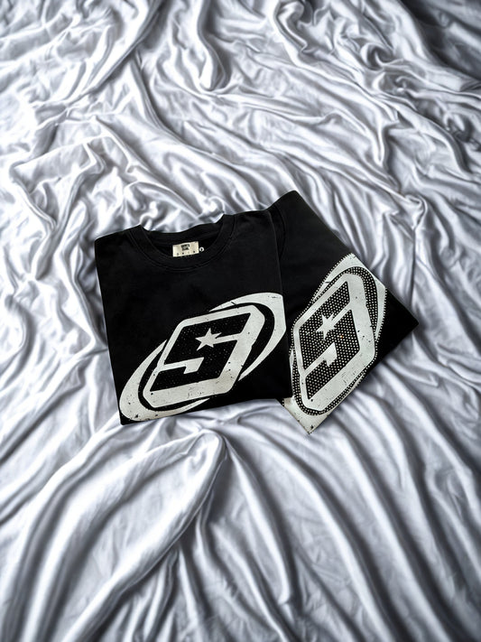 Black Rhinestone Logo T